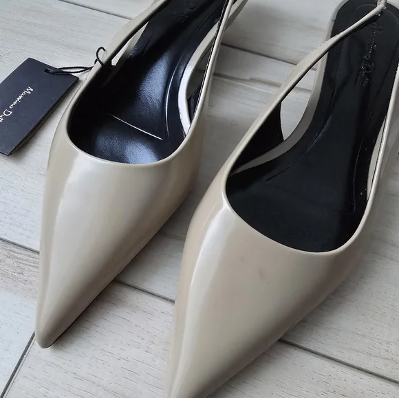 Massimo Dutti Heeled slingback pointed beige nude/ sandals kitty heel - Picture 7 of 11